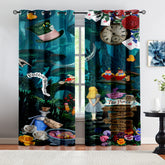 Alice's Adventures In Wonderland Curtains Blackout Window Treatments Drapes Room Decor